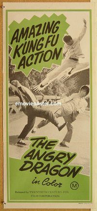 p041 ANGRY DRAGON Australian daybill movie poster '73 Hong Kong kung-fu!