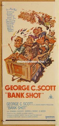 p067 BANK SHOT Australian daybill movie poster '74 Jack Davis artwork!