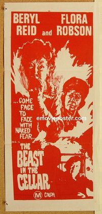 p076 BEAST IN THE CELLAR Australian daybill movie poster '71 horror!