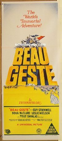 p079 BEAU GESTE Australian daybill movie poster '66 Stockwell, McClure