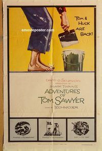 t015 ADVENTURES OF TOM SAWYER style B one-sheet movie poster R58 Mark Twain