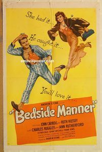 t070 BEDSIDE MANNER one-sheet movie poster '45 John Carroll, Ruth Hussey