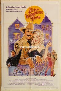 t073 BEST LITTLE WHOREHOUSE IN TEXAS one-sheet movie poster '82 Burt & Dolly