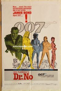 v390 DR. NO yellow smoke 1sh '62 Sean Connery is extraordinary gentleman spy James Bond 007!