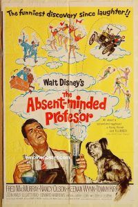 y025 ABSENT-MINDED PROFESSOR one-sheet movie poster R67 MacMurray, Flubber!