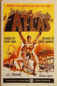 y072 ATLAS one-sheet movie poster '61 Italian sword & sandal!