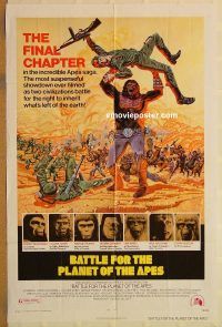 y086 BATTLE FOR THE PLANET OF THE APES one-sheet movie poster '73 sci-fi!