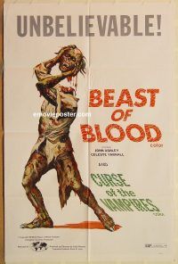 y089 BEAST OF BLOOD/PLAYGIRLS & THE VAMPIRE one-sheet movie poster '70s