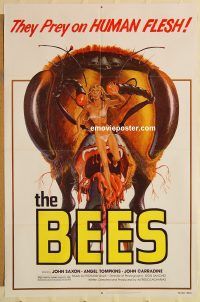 y095 BEES one-sheet movie poster '78 wild giant bee & sexy girl image!