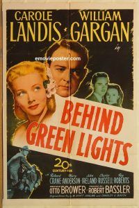 y096 BEHIND GREEN LIGHTS one-sheet movie poster '46 Carole Landis, Gargan