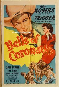 y097 BELLS OF CORONADO one-sheet movie poster R56 Roy Rogers, Dale Evans