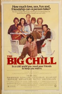 y107 BIG CHILL one-sheet movie poster '83 Glenn Close, William Hurt, Kline