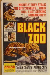 y122 BLACK ZOO one-sheet movie poster '63 horror, seeking human prey!