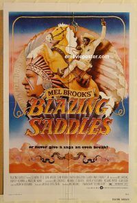 y123 BLAZING SADDLES one-sheet movie poster '74 classic Mel Brooks!