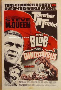 y125 BLOB /DINOSAURUS one-sheet movie poster '64 McQueen, horror!