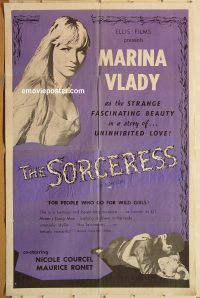 y129 BLONDE WITCH one-sheet movie poster '55 Marina Vlady, Sorceress!
