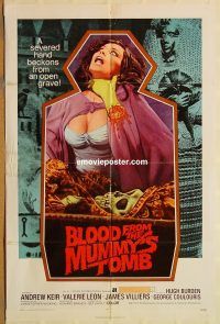 y130 BLOOD FROM THE MUMMY'S TOMB one-sheet movie poster '72 severed hand!