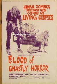 y131 BLOOD OF GHASTLY HORROR one-sheet movie poster '72 John Carradine