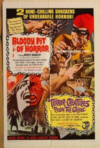 y135 BLOODY PIT OF HORROR/TERROR-CREATURES FROM GRAVE one-sheet movie poster '67