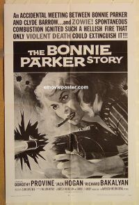 y140 BONNIE PARKER STORY one-sheet movie poster R68 AIP, bad girl w/gun!
