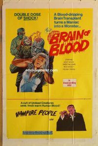 y147 BRAIN OF BLOOD/BLOOD DRINKERS one-sheet movie poster '71 horror!