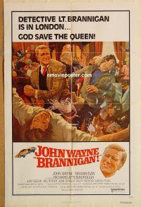 y148 BRANNIGAN one-sheet movie poster '75 John Wayne, Richard Attenborough
