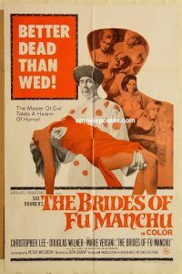 y153 BRIDES OF FU MANCHU one-sheet movie poster '66 Christopher Lee