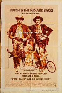 y169 BUTCH CASSIDY & THE SUNDANCE KID one-sheet movie poster R74 Newman