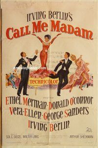 y176 CALL ME MADAM one-sheet movie poster '53 Ethel Merman, Donald O'Connor