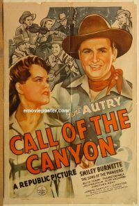 y177 CALL OF THE CANYON one-sheet movie poster '42 Gene Autry