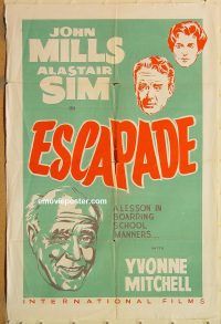 y347 ESCAPADE Canadian one-sheet movie poster '55 John Mills, Mitchell