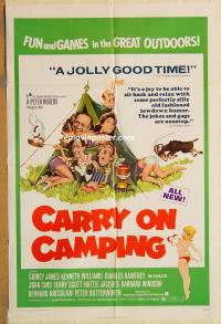y191 CARRY ON CAMPING one-sheet movie poster '71 English nudist sex!