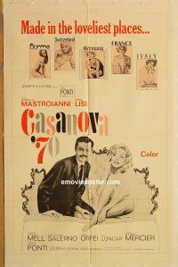 y193 CASANOVA '70 one-sheet movie poster '65 Mastroianni, Virna Lisi