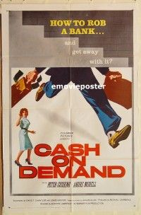 y194 CASH ON DEMAND one-sheet movie poster '62 Peter Cushing, bank robber!