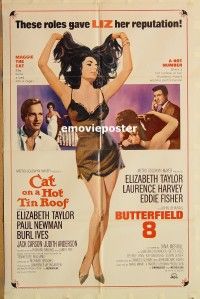 y197 CAT ON A HOT TIN ROOF/BUTTERFIELD 8 one-sheet movie poster '66 Taylor