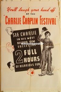 y204 CHARLIE CHAPLIN FESTIVAL one-sheet movie poster '38 great image!