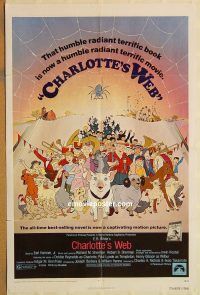 y205 CHARLOTTE'S WEB one-sheet movie poster '73 animated classic!