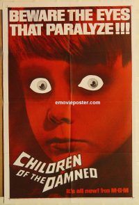 y211 CHILDREN OF THE DAMNED one-sheet movie poster '63 creepy image!