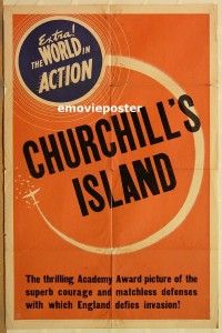 y216 CHURCHILL'S ISLAND one-sheet movie poster '41 Winston Churchill, WW2