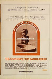 y234 CONCERT FOR BANGLADESH advance one-sheet movie poster '72 Harrison