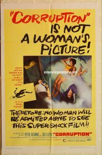 y242 CORRUPTION one-sheet movie poster '68 Peter Cushing, Sue Lloyd