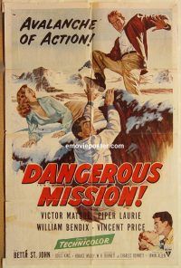 y265 DANGEROUS MISSION one-sheet movie poster '54 Victor Mature