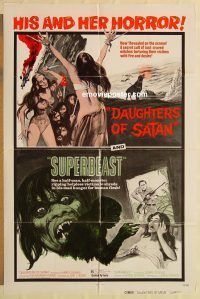y272 DAUGHTERS OF SATAN/SUPERBEAST one-sheet movie poster '72 horror!