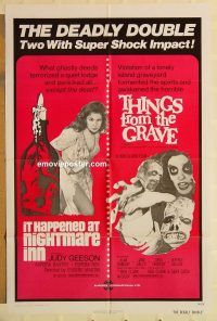 y283 DEADLY DOUBLE one-sheet movie poster '73 Nightmare Inn, Dead Things
