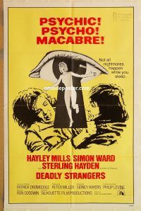 y284 DEADLY STRANGERS one-sheet movie poster '74 Hayley Mills