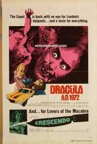 y325 DRACULA AD 1972/CRESCENDO one-sheet movie poster '70s Hammer horror!