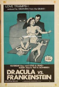 y327 DRACULA VS. FRANKENSTEIN 1sh '70s love tramps seduced by creatures from the grave!