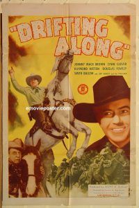 y330 DRIFTING ALONG one-sheet movie poster '45 Johnny Mack Brown, western