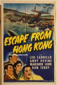 y348 ESCAPE FROM HONG KONG one-sheet movie poster '42 Leo Carrillo