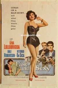 y366 FAST & SEXY one-sheet movie poster '60 Gina Lollobrigida, Robertson